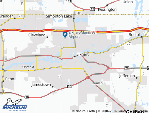 Kaart MICHELIN Elkhart - ViaMichelin