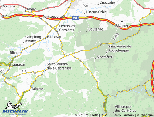 MICHELIN Thézan-des-Corbières map - ViaMichelin