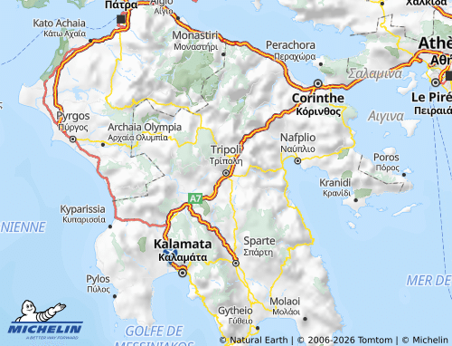 Carte MICHELIN Péloponnèse - ViaMichelin