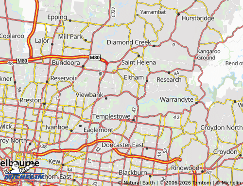 MICHELIN Lower Plenty map - ViaMichelin