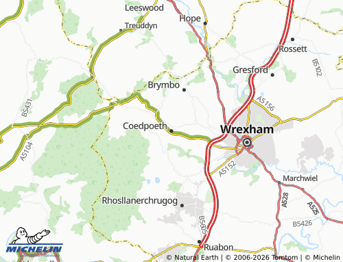 Mappa MICHELIN Coedpoeth - ViaMichelin