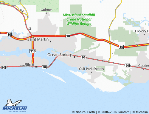 Mapa MICHELIN Ocean Springs - ViaMichelin