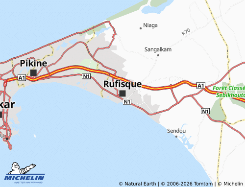 Mapa MICHELIN Rufisque - ViaMichelin