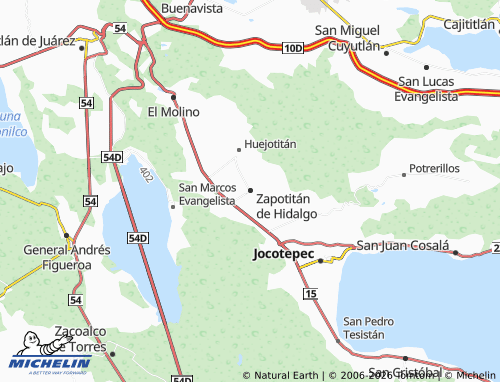 Mapa MICHELIN Zapotitán de Hidalgo - ViaMichelin