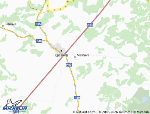 Mapa MICHELIN Malnavas pagasts - ViaMichelin