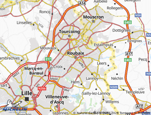 Mappa MICHELIN Roubaix - ViaMichelin