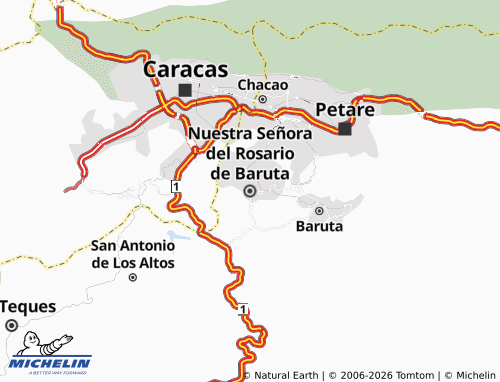 Kaart MICHELIN Nuestra Señora del Rosario de Baruta - ViaMichelin