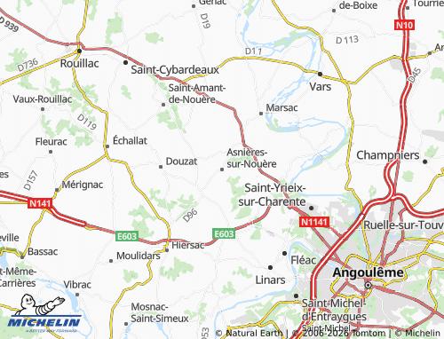 MICHELIN Asnières-sur-Nouère map - ViaMichelin