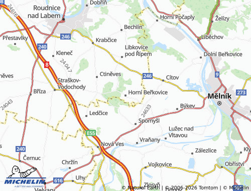 Mappa MICHELIN Horní Beřkovice - ViaMichelin