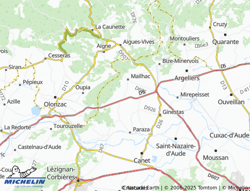 MICHELIN Pouzols-Minervois map - ViaMichelin