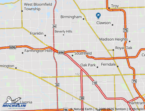Mapa MICHELIN Southfield - ViaMichelin