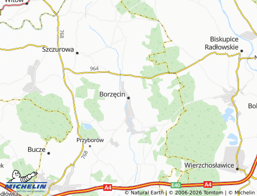 MICHELIN Borzęcin map - ViaMichelin