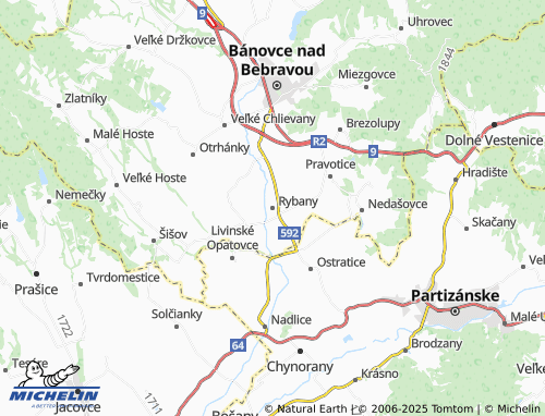 MICHELIN Rybany map - ViaMichelin