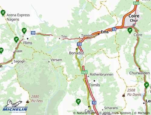 Mapa MICHELIN Rhäzüns - ViaMichelin