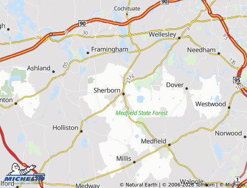 Mapa MICHELIN Sherborn - ViaMichelin