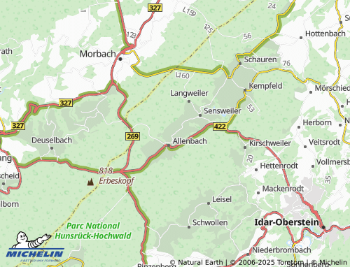 MICHELIN Wirschweiler map - ViaMichelin