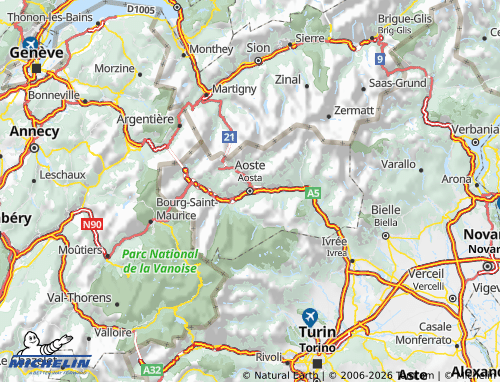 Mapa MICHELIN Vale de Aosta - ViaMichelin