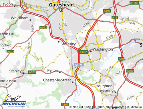 Carte MICHELIN Birtley - ViaMichelin