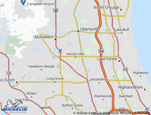 Kaart MICHELIN Vernon Hills - ViaMichelin