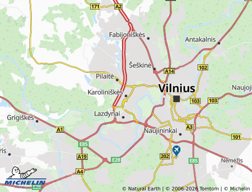 Mappa MICHELIN Karoliniškės - ViaMichelin