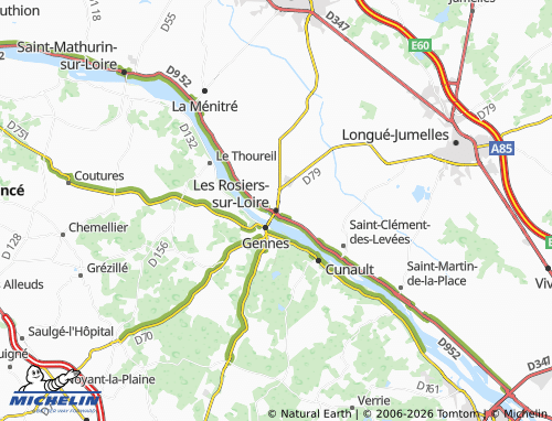 Carte MICHELIN Les Rosiers-sur-Loire - ViaMichelin