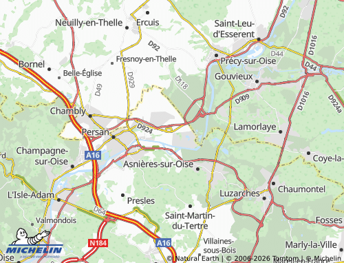 MICHELIN Bruyères-sur-Oise map - ViaMichelin