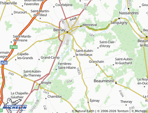 Carte MICHELIN Saint-Aubin-le-Vertueux - ViaMichelin