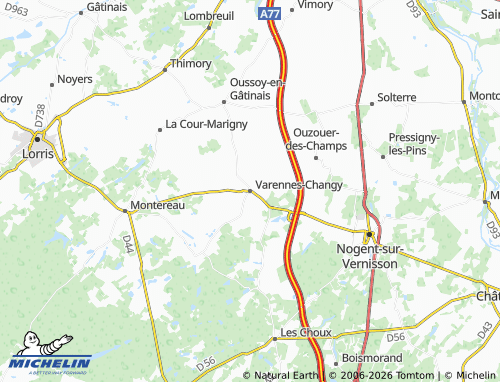 Carte MICHELIN Varennes-Changy - ViaMichelin