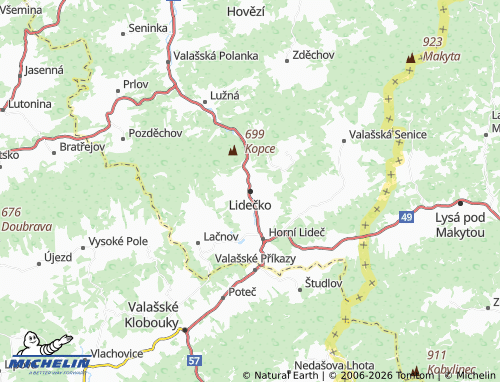 Mappa MICHELIN Lidečko - ViaMichelin