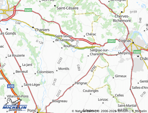Mapa MICHELIN Brives-sur-Charente - ViaMichelin