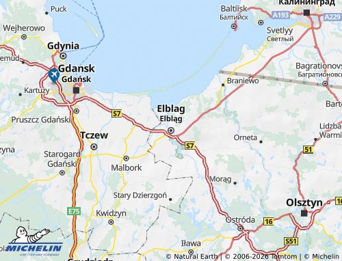 MICHELIN Elbląski map - ViaMichelin