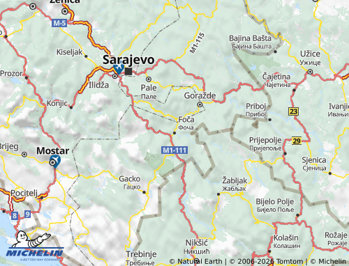 MICHELIN-Landkarte Foča - ViaMichelin