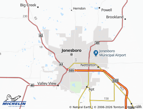 Carte MICHELIN Jonesboro - ViaMichelin