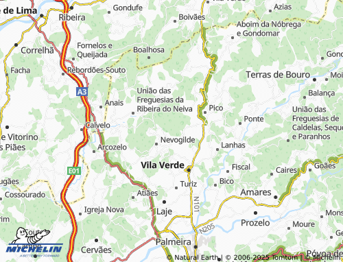 MICHELIN União das Freguesias de Pico de Regalados, Gondiães e Mós map - ViaMichelin
