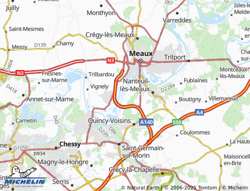 MICHELIN Mareuil-lès-Meaux map - ViaMichelin
