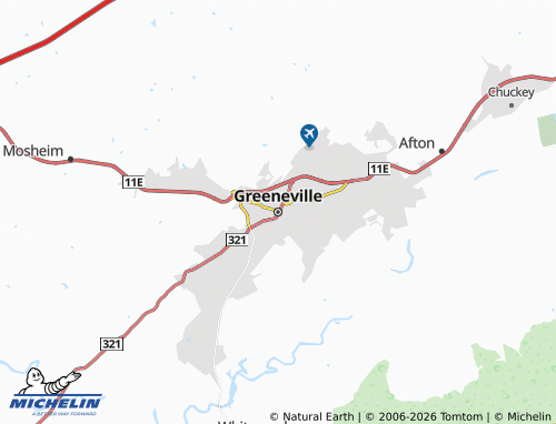 Mappa MICHELIN Greeneville - ViaMichelin
