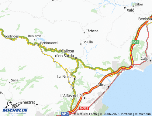 Kaart MICHELIN Callosa d'en Sarrià - ViaMichelin