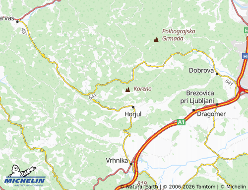 MICHELIN-Landkarte Koreno nad Horjulom - ViaMichelin