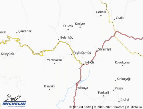 MICHELIN Yeşildüşmüş map - ViaMichelin