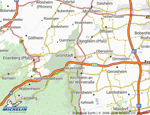 MICHELIN Grünstadt map - ViaMichelin