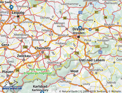 MICHELIN Mittelsachsen map - ViaMichelin