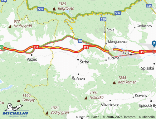 MICHELIN-Landkarte Štrba - ViaMichelin