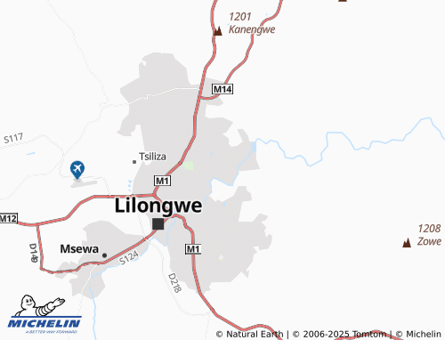 MICHELIN Lilongwe Area 12 map - ViaMichelin