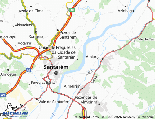MICHELIN União de Freguesias da Cidade de Santarém map - ViaMichelin