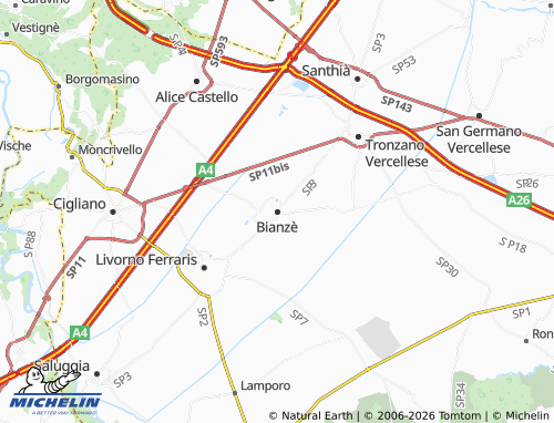 Mappa MICHELIN Bianzè - ViaMichelin