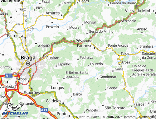 MICHELIN Pedralva map - ViaMichelin