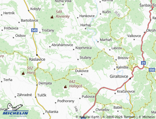 MICHELIN-Landkarte Stuľany - ViaMichelin