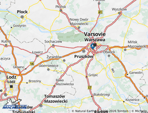 MICHELIN Grodziski map - ViaMichelin