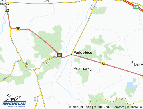 MICHELIN-Landkarte Poddębice - ViaMichelin