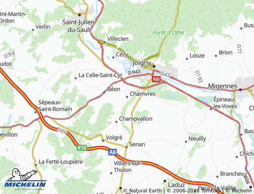 MICHELIN Chamvres map - ViaMichelin